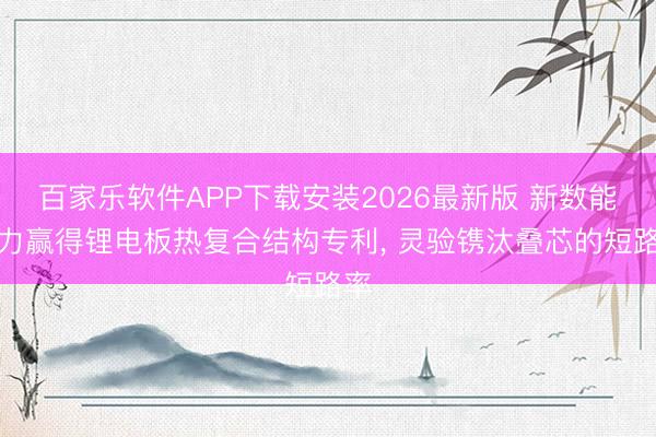 百家乐软件APP下载安装2026最新版 新数能电力赢得锂电板热复合结构专利， 灵验镌汰叠芯的短路率